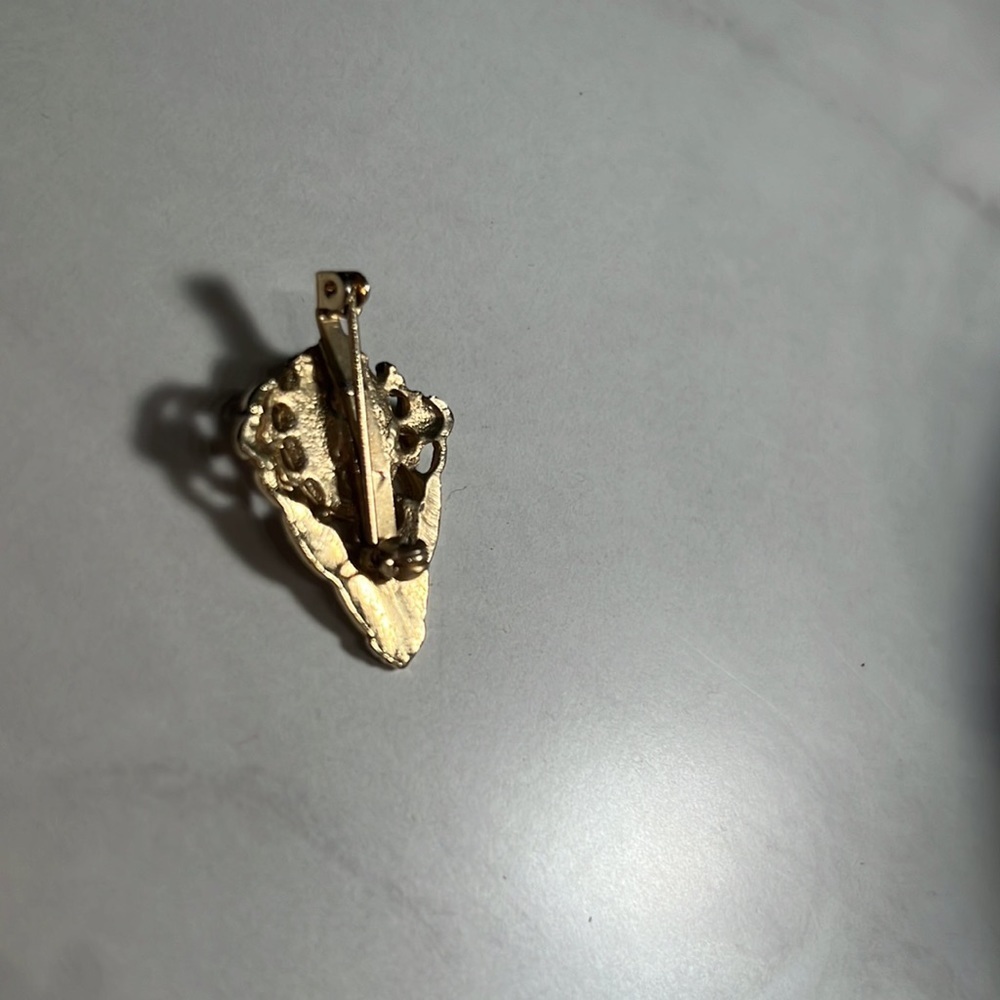 Gold & pearl gem oval jewel diamond shaped brooch lapel pin classic jewelry - Picture 4 of 6